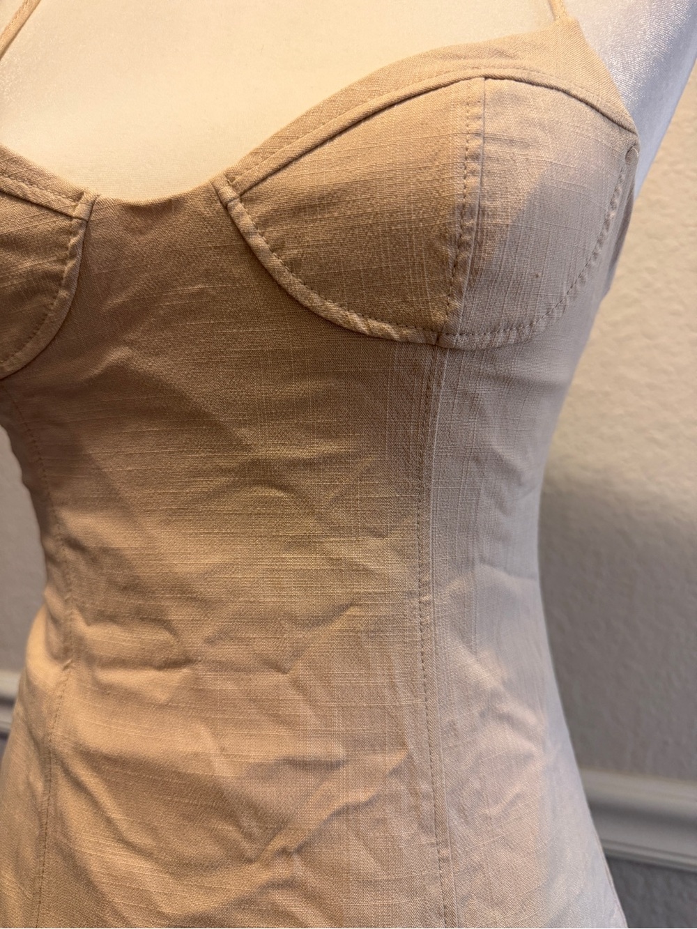 Zara Beige Spaghetti Strap Midi Dress with Side Slit NWT Size Small - Picture 3 of 11